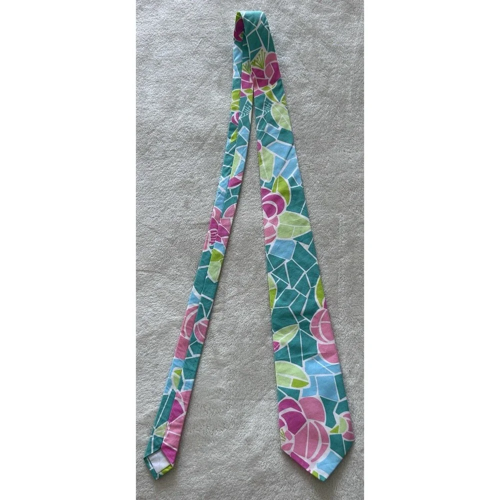 Lilly Pulitzer Necktie Mens Colorful Print Mosaic Pastel Colors